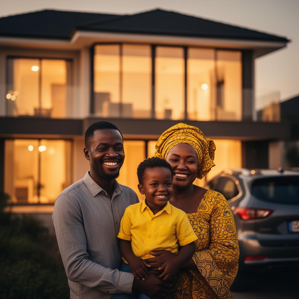 Family in front of their dream home